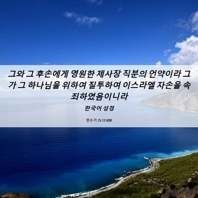 Picture 06 - 민수기 25:13 KOR - 그와 그 후손에게 영원한 제사장 - Bible Verse Picture