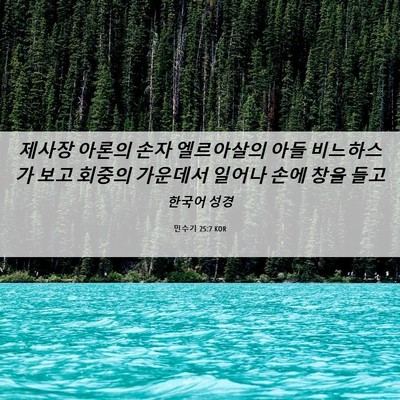 Picture 06 - 민수기 25:7 KOR - 제사장 아론의 손자 엘르아살의 아들 - Bible Verse Picture