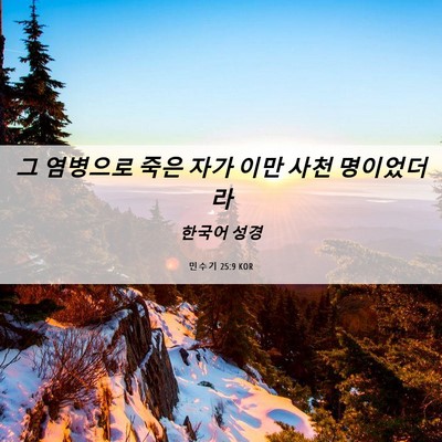 Picture 06 - 민수기 25:9 KOR - 그 염병으로 죽은 자가 이만 사천 - Bible Verse Picture