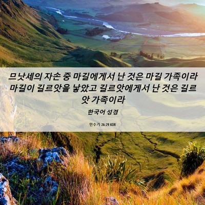 Picture 06 - 민수기 26:29 KOR - 므낫세의 자손 중 마길에게서 난 - Bible Verse Picture
