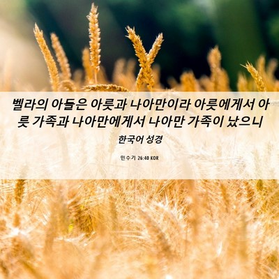 Picture 06 - 민수기 26:40 KOR - 벨라의 아들은 아릇과 나아만이라 - Bible Verse Picture