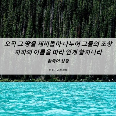 Picture 06 - 민수기 26:55 KOR - 오직 그 땅을 제비뽑아 나누어 - Bible Verse Picture