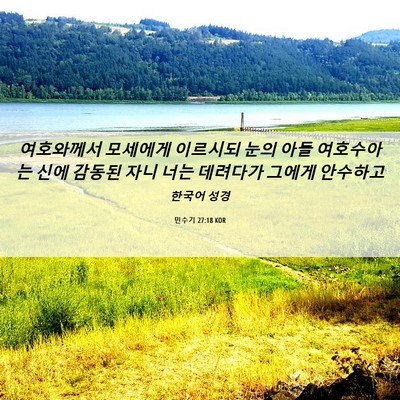 Picture 06 - 민수기 27:18 KOR - 여호와께서 모세에게 이르시되 눈의 - Bible Verse Picture