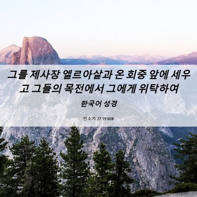 Picture 06 - 민수기 27:19 KOR - 그를 제사장 엘르아살과 온 회중 - Bible Verse Picture