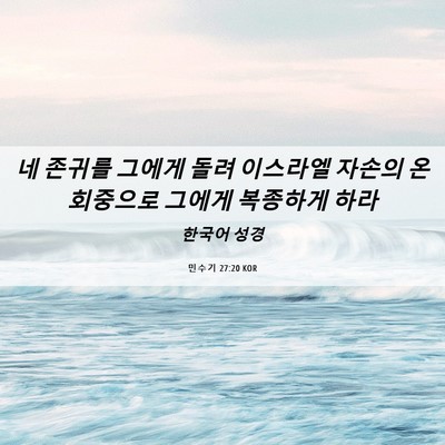 Picture 06 - 민수기 27:20 KOR - 네 존귀를 그에게 돌려 이스라엘 - Bible Verse Picture