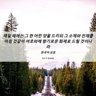 Picture 06 - 민수기 28:8 KOR - 해질 때에는 그 한 어린 양을 드리되 - Bible Verse Picture