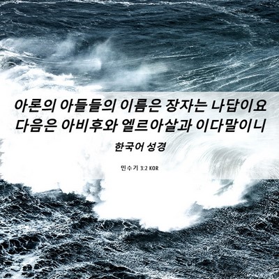Picture 06 - 민수기 3:2 KOR - 아론의 아들들의 이름은 장자는 - Bible Verse Picture