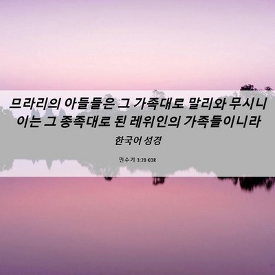 Picture 06 - 민수기 3:20 KOR - 므라리의 아들들은 그 가족대로 - Bible Verse Picture