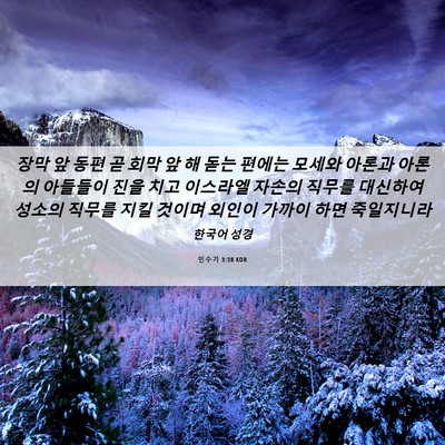 Picture 06 - 민수기 3:38 KOR - 장막 앞 동편 곧 회막 앞 해 돋는 - Bible Verse Picture