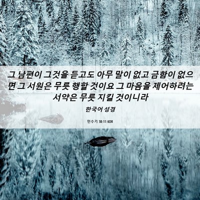 Picture 06 - 민수기 30:11 KOR - 그 남편이 그것을 듣고도 아무 말이 - Bible Verse Picture