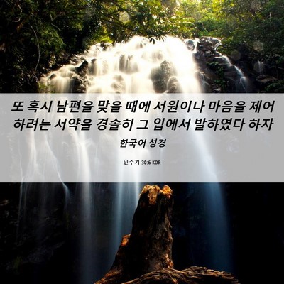 Picture 06 - 민수기 30:6 KOR - 또 혹시 남편을 맞을 때에 서원이나 - Bible Verse Picture