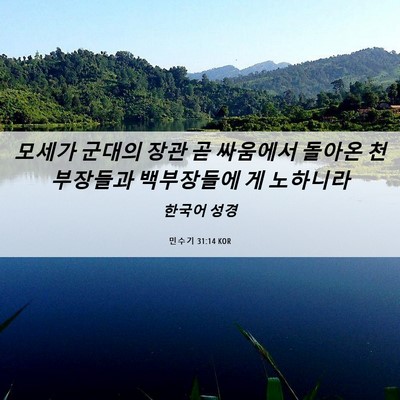 Picture 06 - 민수기 31:14 KOR - 모세가 군대의 장관 곧 싸움에서 - Bible Verse Picture