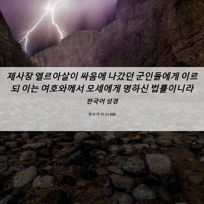 Picture 06 - 민수기 31:21 KOR - 제사장 엘르아살이 싸움에 나갔던 - Bible Verse Picture