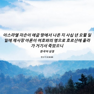 Picture 06 - 민수기 33:38 KOR - 이스라엘 자손이 애굽 땅에서 나온 - Bible Verse Picture