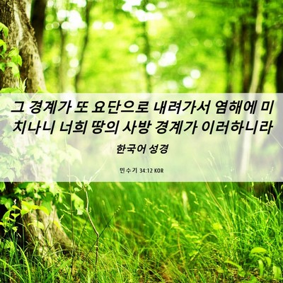 Picture 06 - 민수기 34:12 KOR - 그 경계가 또 요단으로 내려가서 - Bible Verse Picture