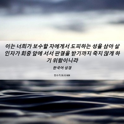 Picture 06 - 민수기 35:12 KOR - 이는 너희가 보수할 자에게서 - Bible Verse Picture