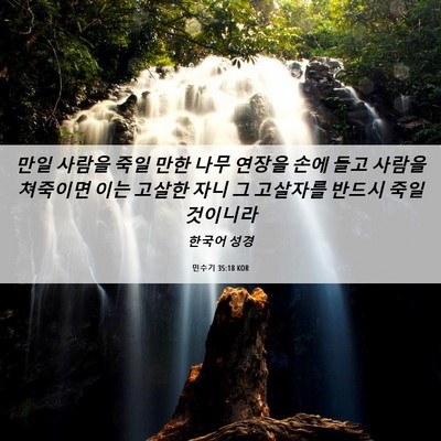 Picture 06 - 민수기 35:18 KOR - 만일 사람을 죽일 만한 나무 연장을 - Bible Verse Picture