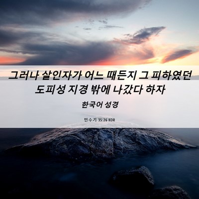 Picture 06 - 민수기 35:26 KOR - 그러나 살인자가 어느 때든지 그 - Bible Verse Picture