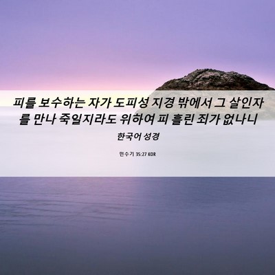 Picture 06 - 민수기 35:27 KOR - 피를 보수하는 자가 도피성 지경 - Bible Verse Picture