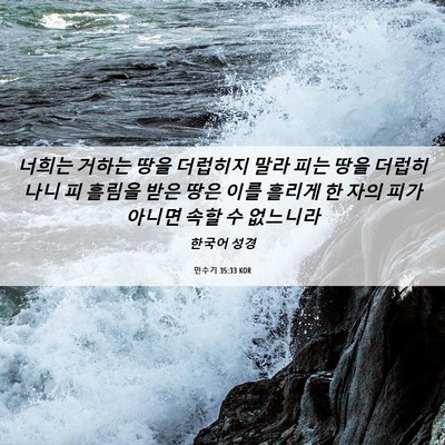 Picture 06 - 민수기 35:33 KOR - 너희는 거하는 땅을 더럽히지 말라 - Bible Verse Picture