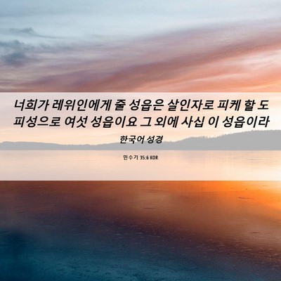 Picture 06 - 민수기 35:6 KOR - 너희가 레위인에게 줄 성읍은 - Bible Verse Picture