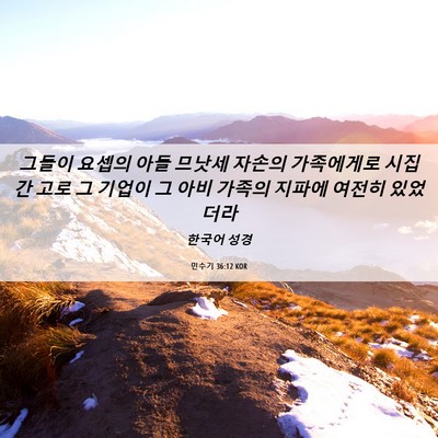 Picture 06 - 민수기 36:12 KOR - 그들이 요셉의 아들 므낫세 자손의 - Bible Verse Picture