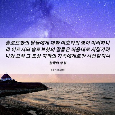 Picture 06 - 민수기 36:6 KOR - 슬로브핫의 딸들에게 대한 여호와의 - Bible Verse Picture