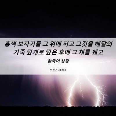 Picture 06 - 민수기 4:8 KOR - 홍색 보자기를 그 위에 펴고 그것을 - Bible Verse Picture