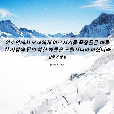 Picture 06 - 민수기 7:11 KOR - 여호와께서 모세에게 이르시기를 - Bible Verse Picture