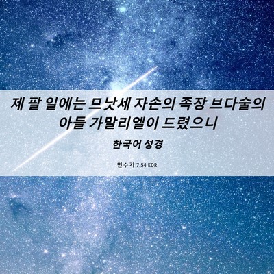 Picture 06 - 민수기 7:54 KOR - 제 팔 일에는 므낫세 자손의 족장 - Bible Verse Picture
