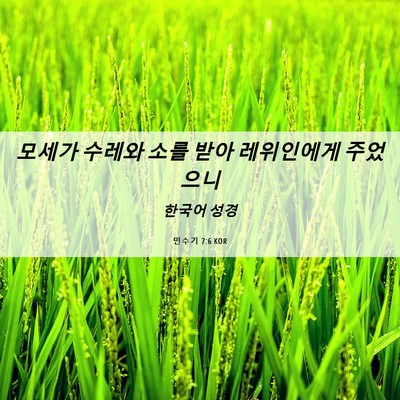 Picture 06 - 민수기 7:6 KOR - 모세가 수레와 소를 받아 레위인에게 - Bible Verse Picture