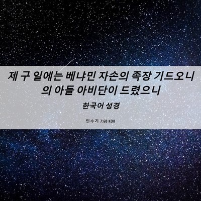 Picture 06 - 민수기 7:60 KOR - 제 구 일에는 베냐민 자손의 족장 - Bible Verse Picture