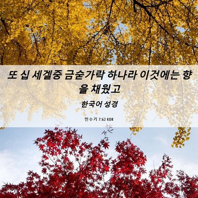 Picture 06 - 민수기 7:62 KOR - 또 십 세겔중 금숟가락 하나라 - Bible Verse Picture