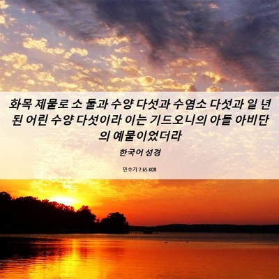 Picture 06 - 민수기 7:65 KOR - 화목 제물로 소 둘과 수양 다섯과 - Bible Verse Picture