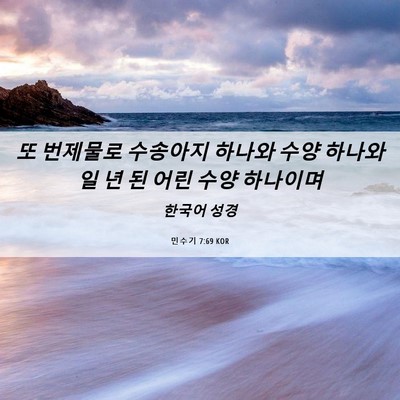 Picture 06 - 민수기 7:69 KOR - 또 번제물로 수송아지 하나와 수양 - Bible Verse Picture