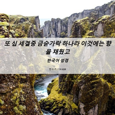 Picture 06 - 민수기 7:74 KOR - 또 십 세겔중 금숟가락 하나라 - Bible Verse Picture