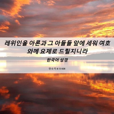 Picture 06 - 민수기 8:13 KOR - 레위인을 아론과 그 아들들 앞에 - Bible Verse Picture