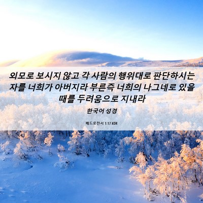 Picture 06 - 베드로전서 1:17 KOR - 외모로 보시지 않고 각 사람의 - Bible Verse Picture