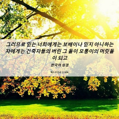 Picture 06 - 베드로전서 2:7 KOR - 그러므로 믿는 너희에게는 보배이나 - Bible Verse Picture