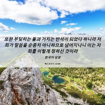 Picture 06 - 베드로전서 2:8 KOR - 또한 부딪히는 돌과 거치는 반석이 - Bible Verse Picture