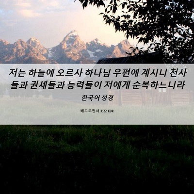 Picture 06 - 베드로전서 3:22 KOR - 저는 하늘에 오르사 하나님 우편에 - Bible Verse Picture