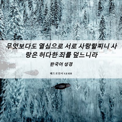 Picture 06 - 베드로전서 4:8 KOR - 무엇보다도 열심으로 서로 - Bible Verse Picture