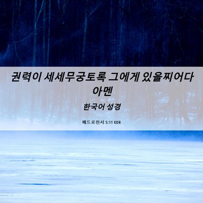 Picture 06 - 베드로전서 5:11 KOR - 권력이 세세무궁토록 그에게 - Bible Verse Picture