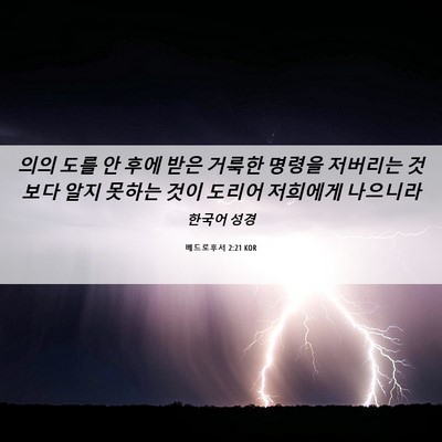 Picture 06 - 베드로후서 2:21 KOR - 의의 도를 안 후에 받은 거룩한 - Bible Verse Picture