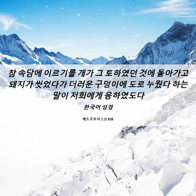 Picture 06 - 베드로후서 2:22 KOR - 참 속담에 이르기를 개가 그 - Bible Verse Picture
