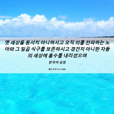 Picture 06 - 베드로후서 2:5 KOR - 옛 세상을 용서치 아니하시고 오직 - Bible Verse Picture