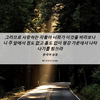 Picture 06 - 베드로후서 3:14 KOR - 그러므로 사랑하는 자들아 너희가 - Bible Verse Picture