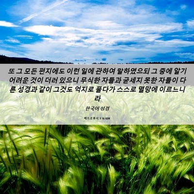 Picture 06 - 베드로후서 3:16 KOR - 또 그 모든 편지에도 이런 일에 - Bible Verse Picture