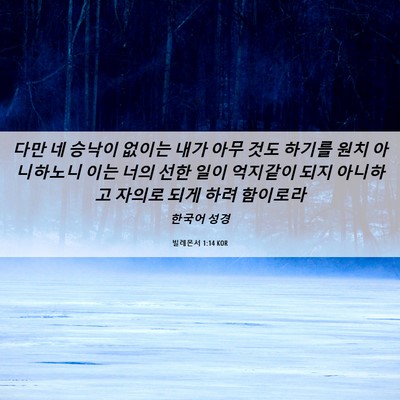 Picture 06 - 빌레몬서 1:14 KOR - 다만 네 승낙이 없이는 내가 아무 - Bible Verse Picture