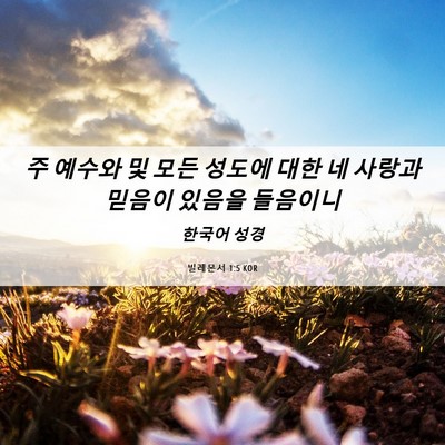 Picture 06 - 빌레몬서 1:5 KOR - 주 예수와 및 모든 성도에 대한 네 - Bible Verse Picture